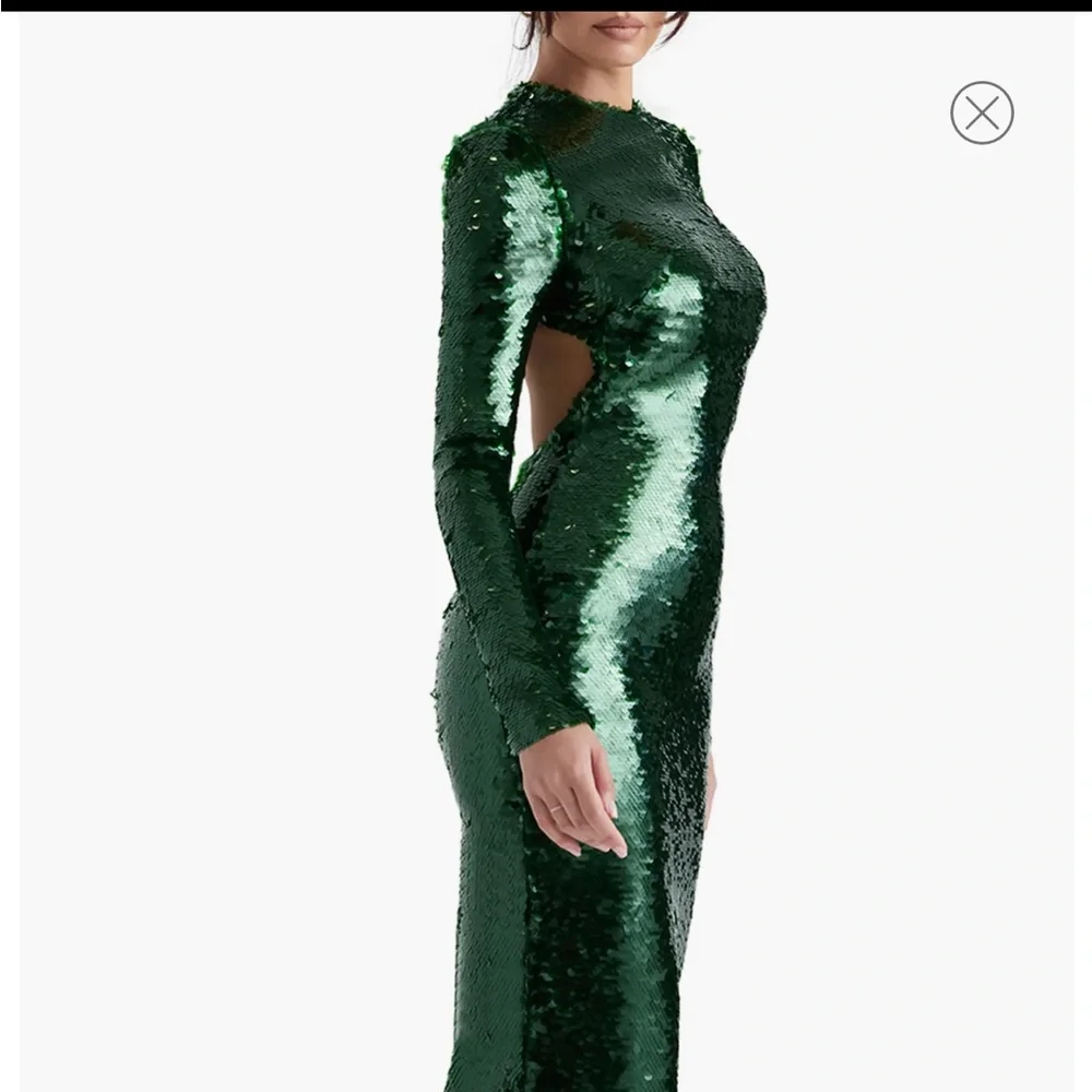 House of CB Green Sequin Holiday Dress - Picture 4 of 10